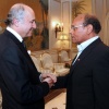 Le président Tunisien, Moncef Marzouki accueille le ministre des Affaires étrangères, Laurent Fabius le 14 mai à Tunis