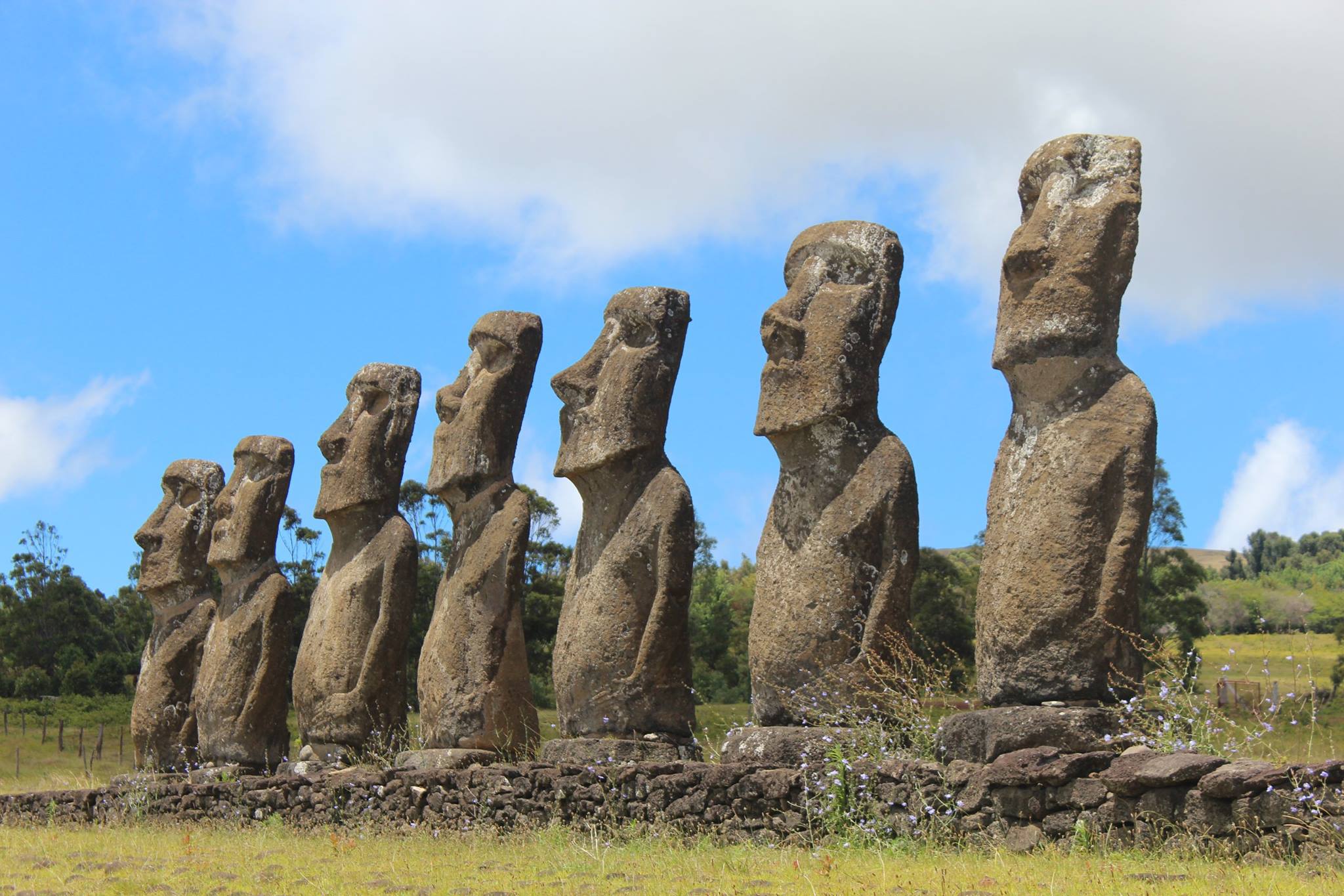 Les Moaï, les célèbres statues de l'île, gardent leurs secrets depuis des siècles dans la pierre et le silence.  Crédit: Marion et Yves Lecailtel