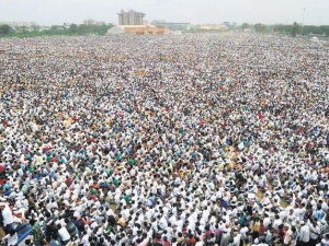 Rassemblement de près d’un demi-million d’Indiens lors des manifestations de cette semaine -crédit : Vijay Soneji