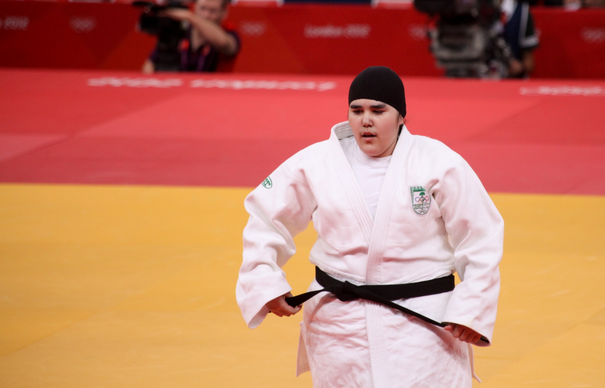 La judokate saoudienne  Wodjan Shaherkani aux Jeux Olympiques en 2012  - Crédit photo : Martin Hesketh - Wikimedia Commons 