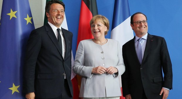 Matteo Renzi, Angela Merkel, François Hollande - Crédit photo : ilmessagero.it