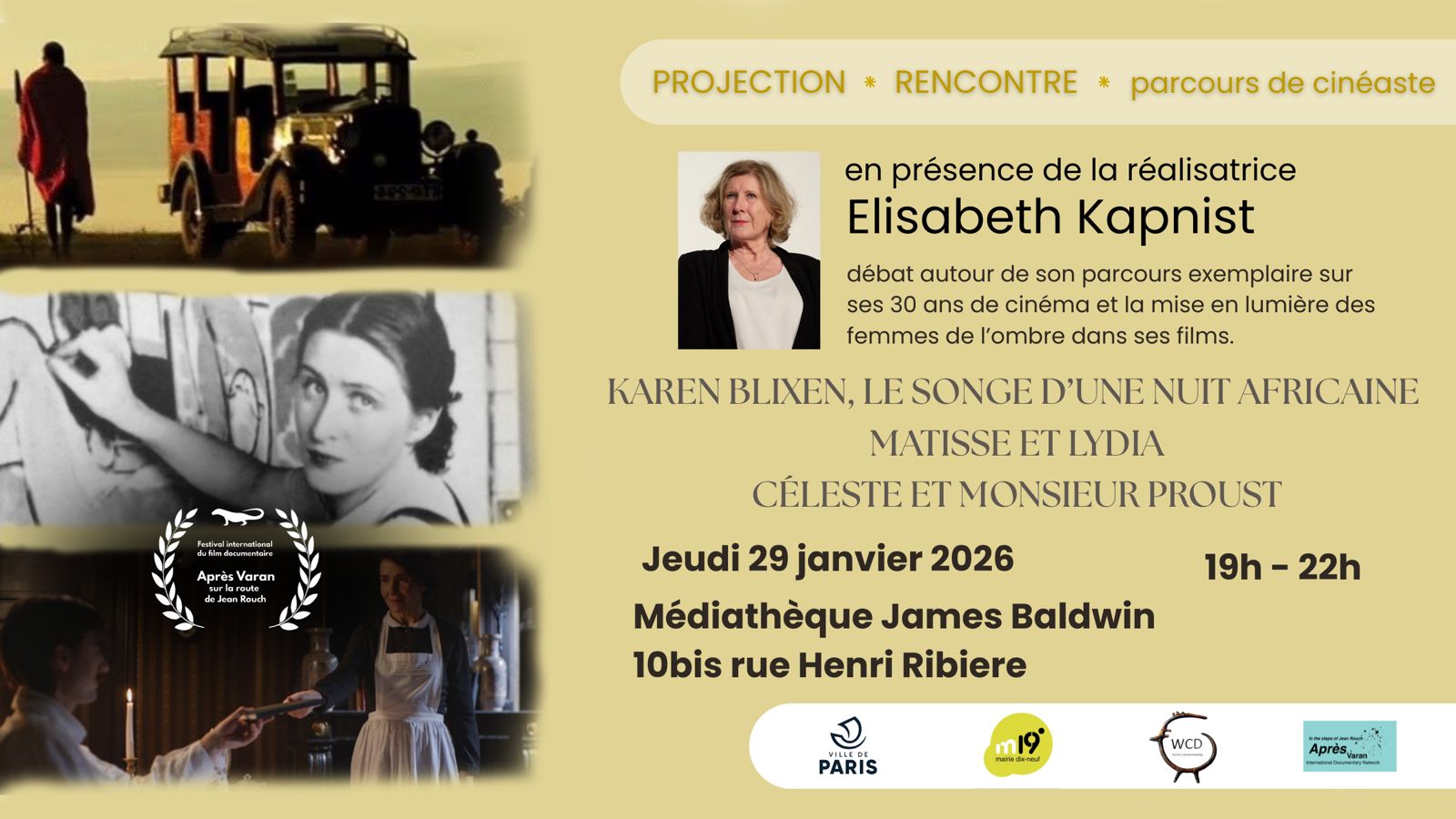 Projection/Rencontre avec Élisabeth Kapnist : " Mes films sont le coeur battant de ma vie ." 30 ans de Cinéma